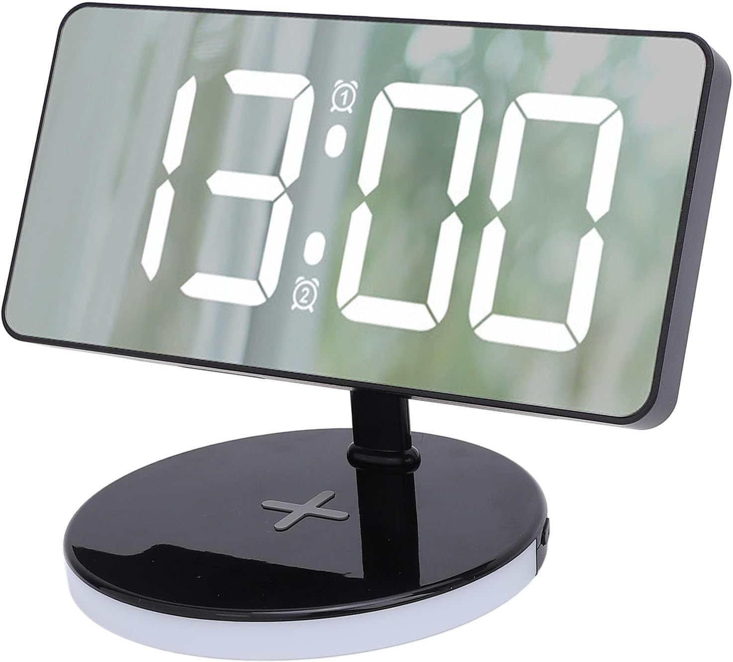 Large LED Mirror Digital Alarm Clock RGB Night Light USB-C Dual Alarm Silent