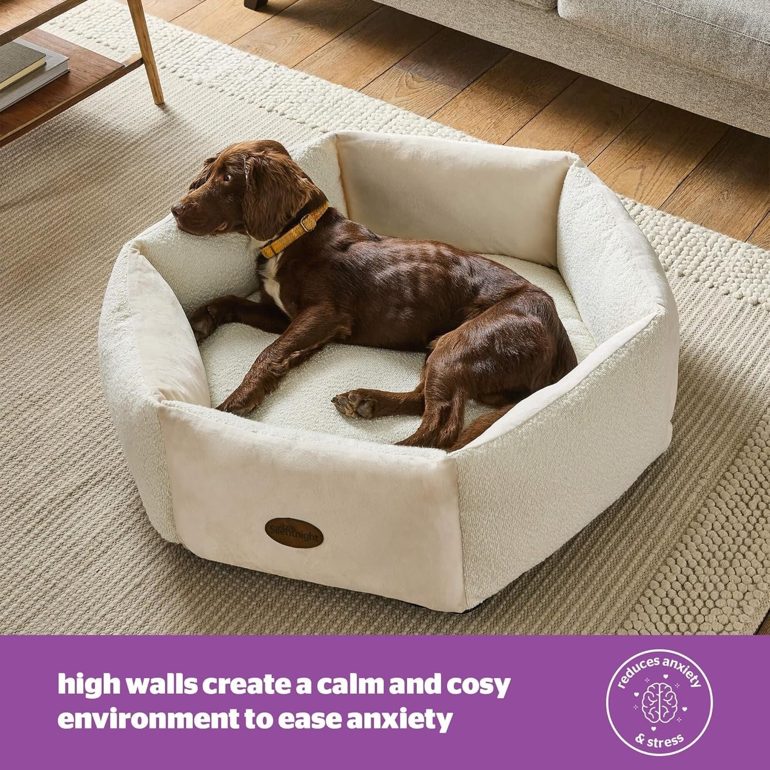 Medium Donut Dog Bed 75x19cm Plush Washable Calming