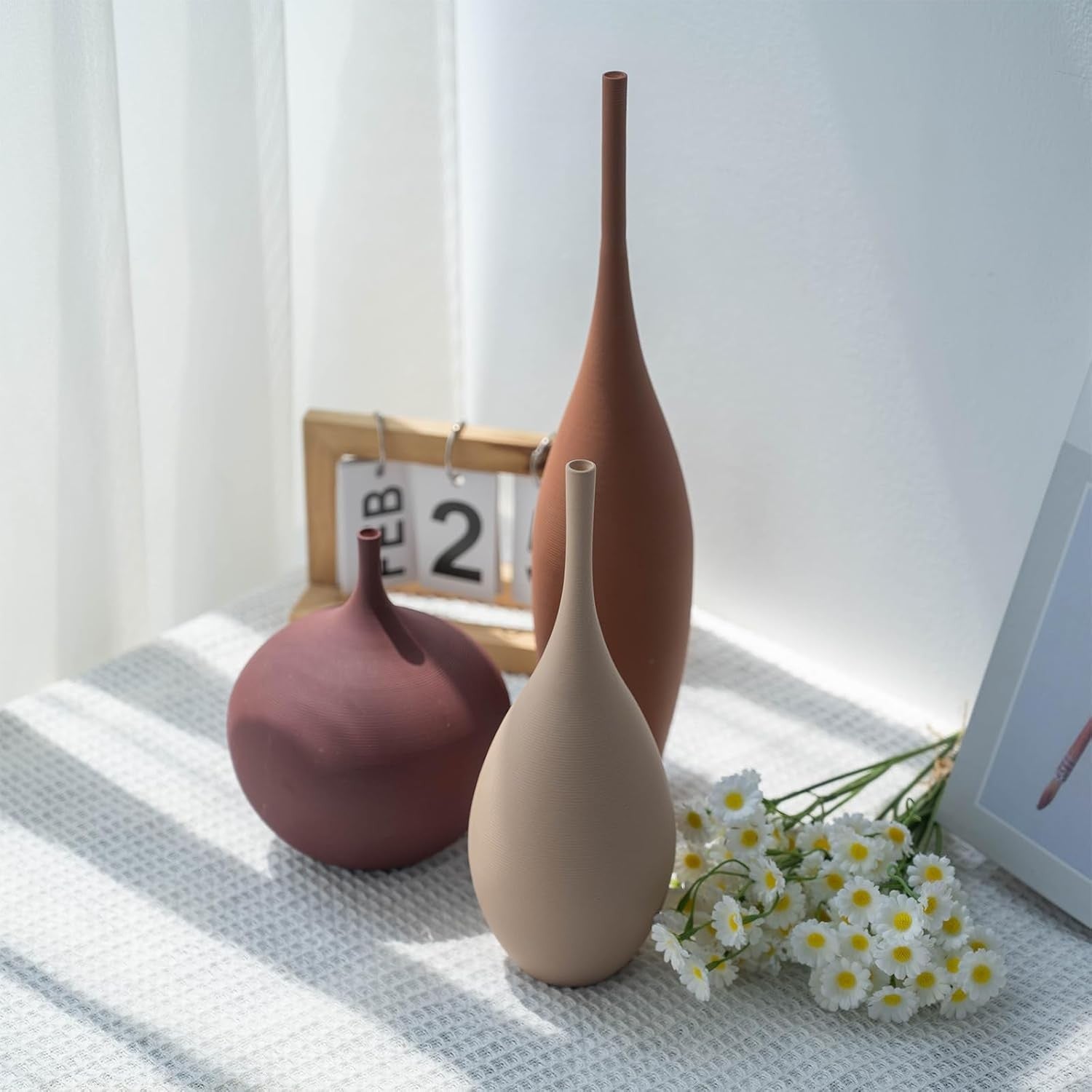 Ceramic Vase Set of 3 Modern Farmhouse Minimalist Table Centerpiece