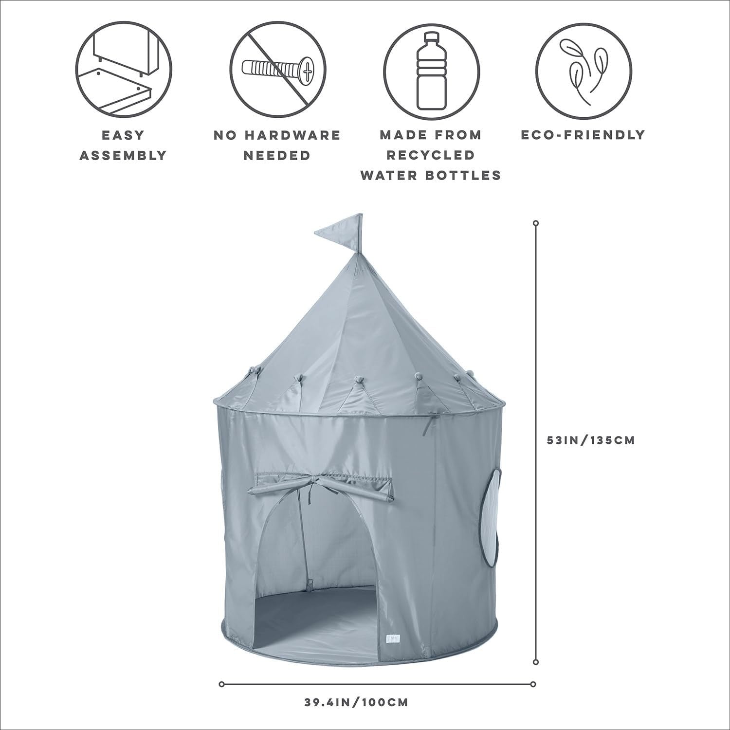 Blue Kids Indoor Play Tent Pop Up House Large Recycled Fabric