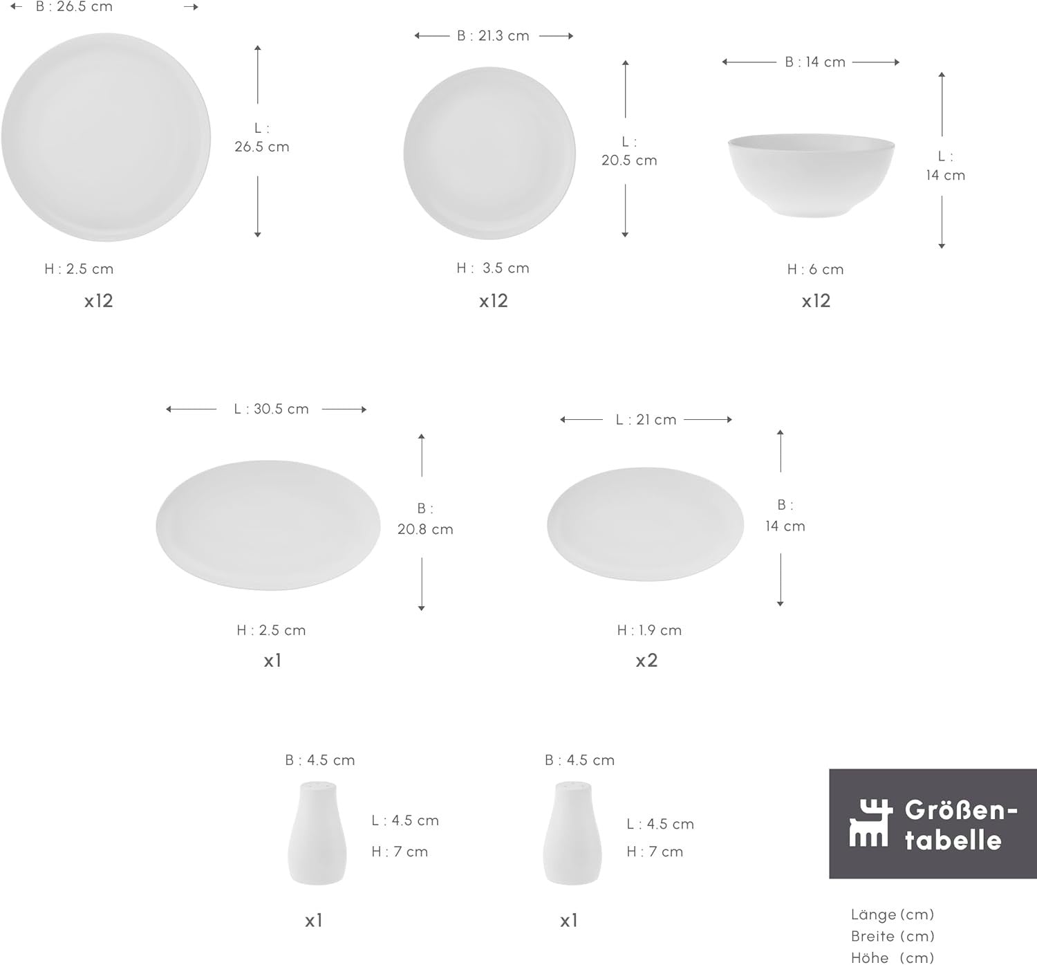 41pc Bone China Dinnerware Set Plates Bowls Cups Minimalist Tableware