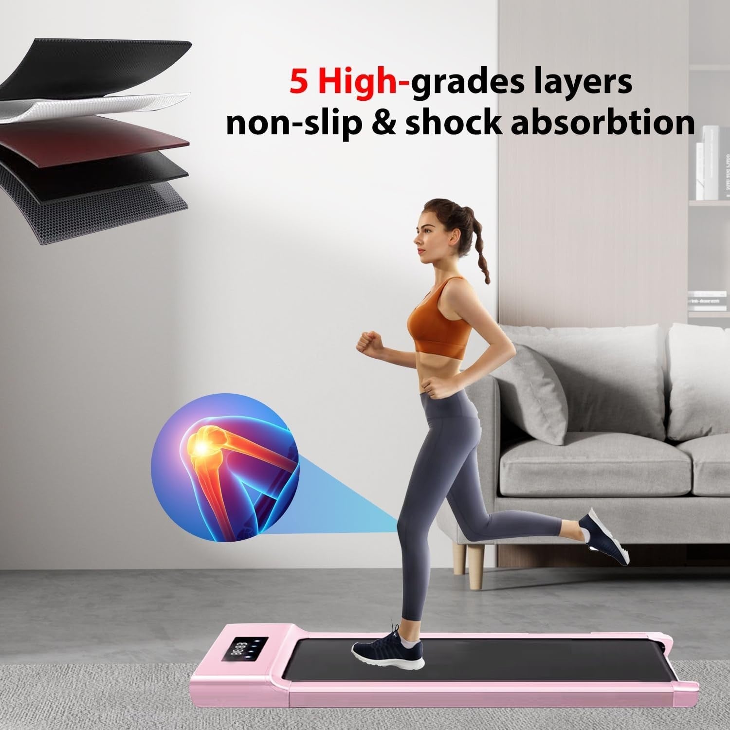Under Desk Treadmill 1-12km/h Quiet Walking Running Pad w/ Bluetooth & Remote