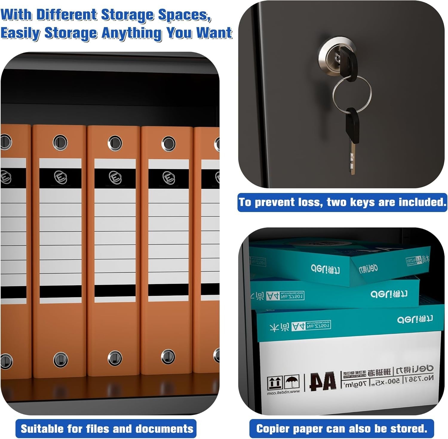 Metal Storage Cabinet 5 Door 3 Drawer Lockable Steel Cupboard 180cm Black