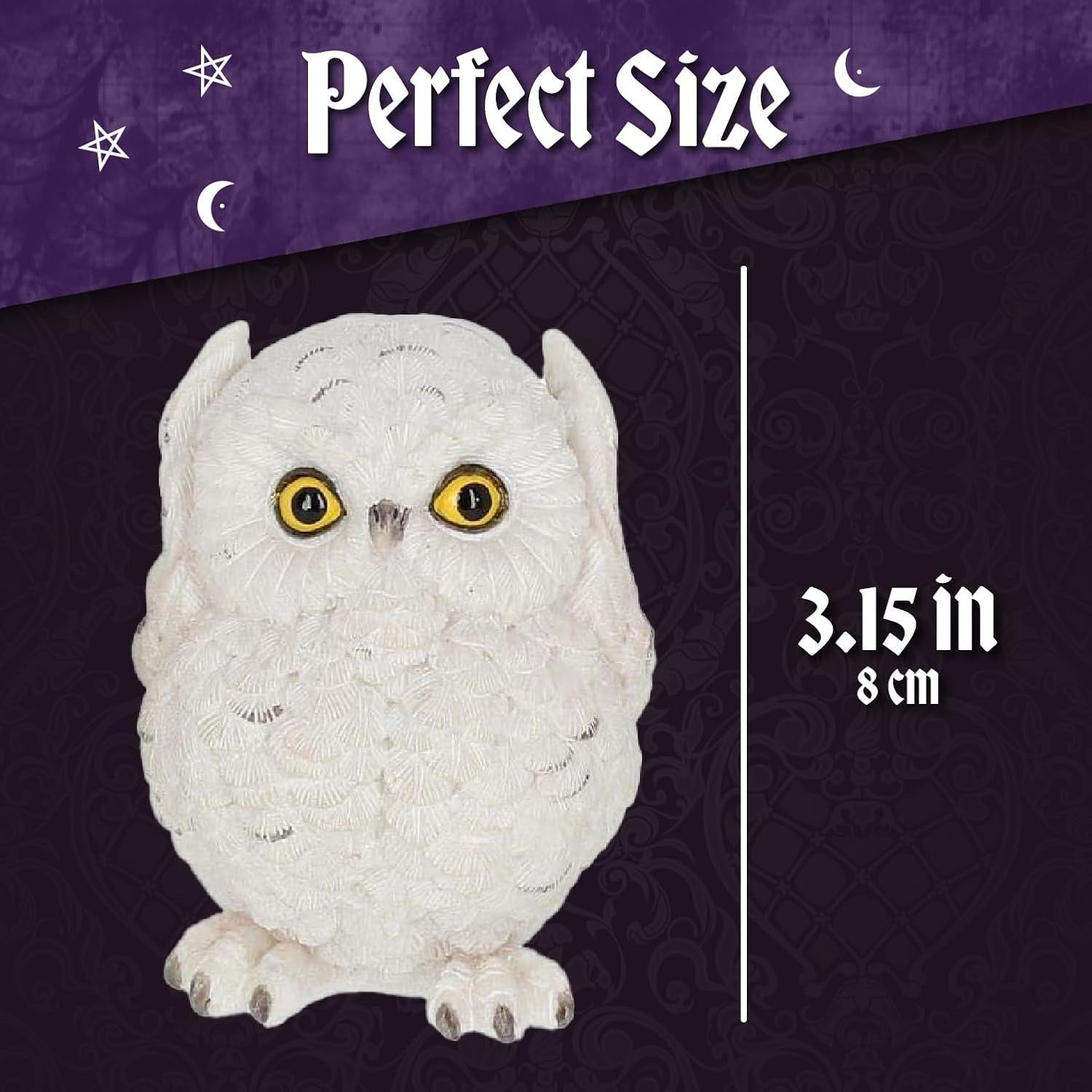 Three Wise Owl Figurines Resin 8cm White Ornament Set Cute Home Gift Decor