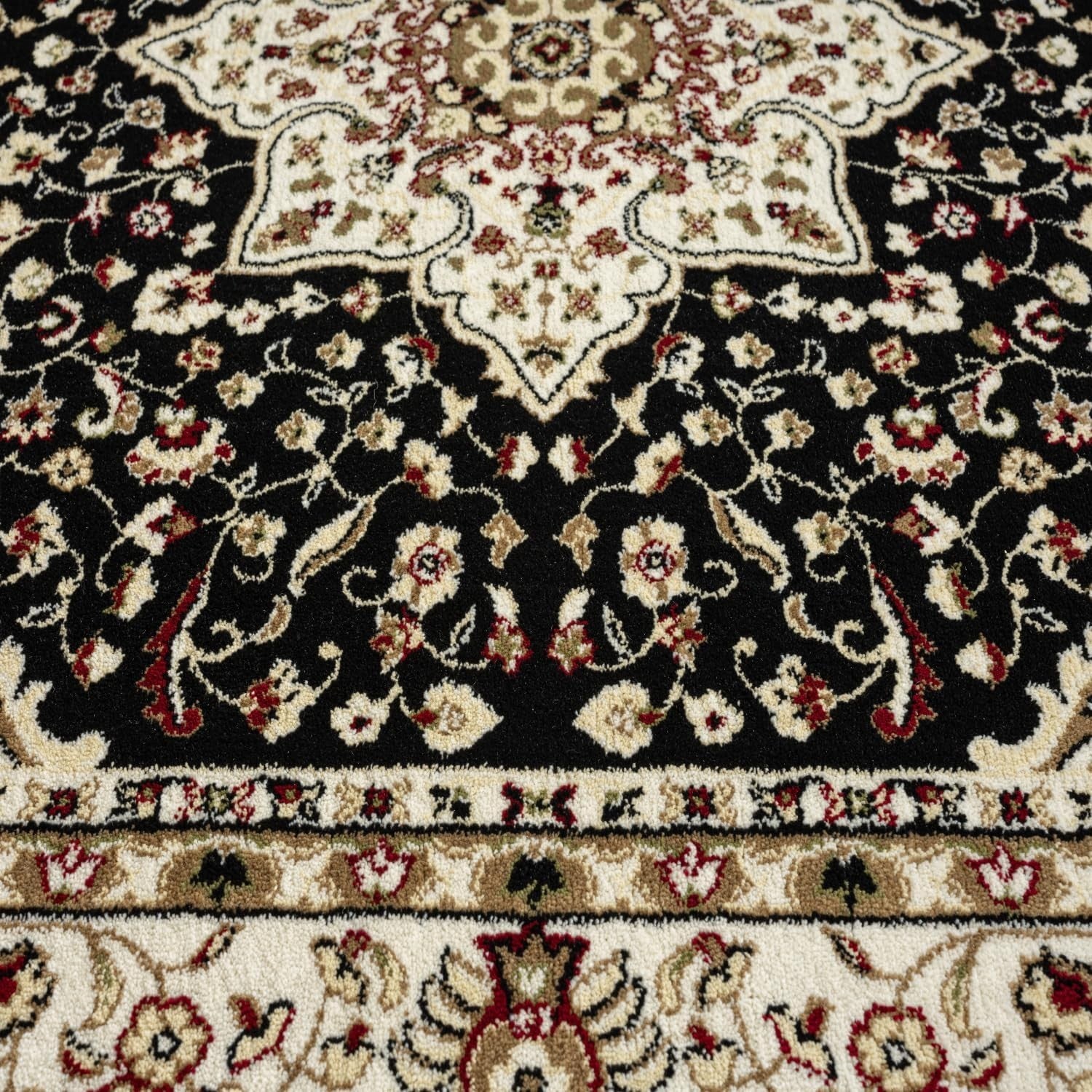 Black Vintage Runner Rug 80x300cm Non Slip Low Pile Hallway Kitchen Carpet
