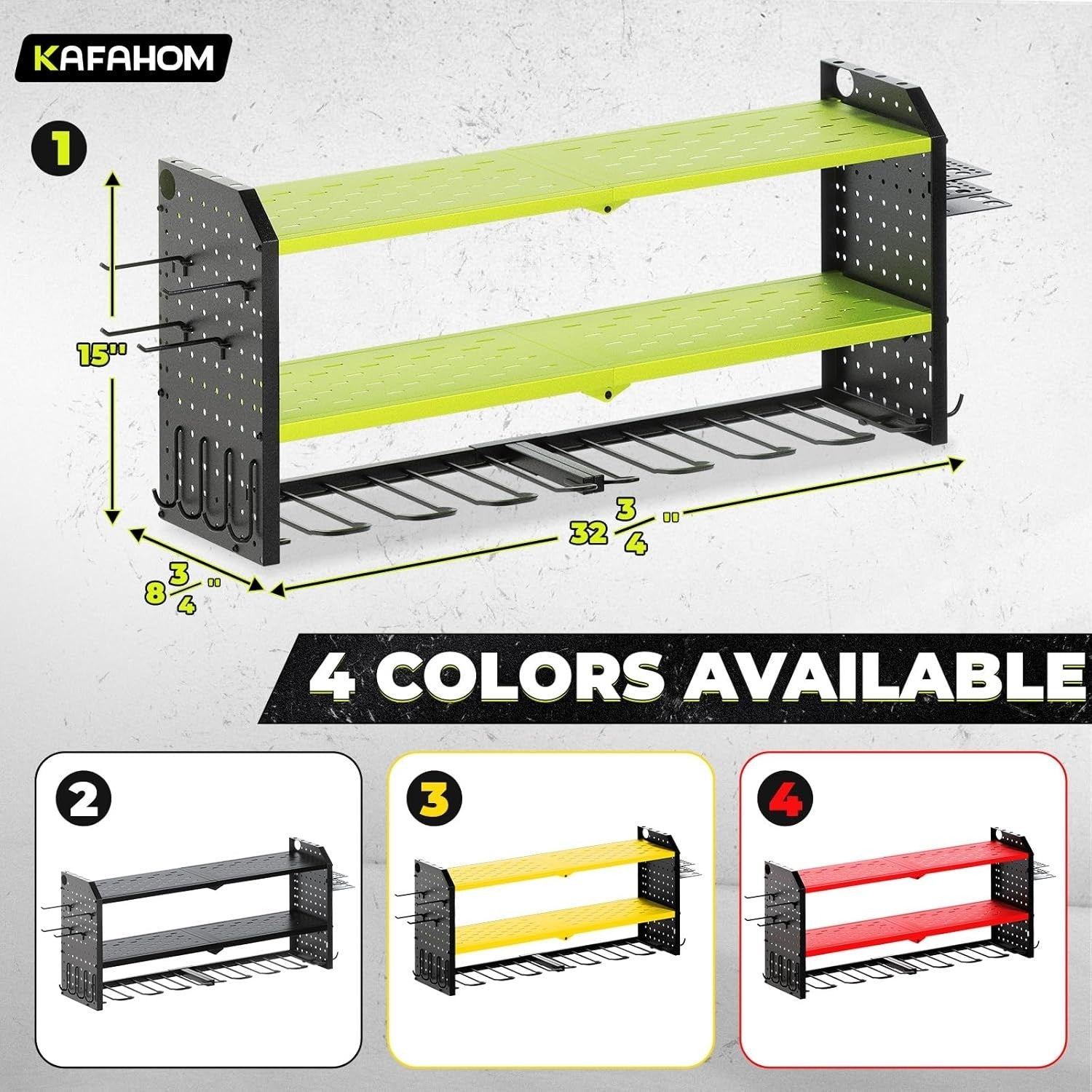 Green Adjustable Wall-Mount Power Tool Organizer 8 Drill Holder Rack