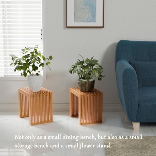 Nature Bamboo Bench Modern Indoor Storage Seat for Entryway Bedroom Kitchen
