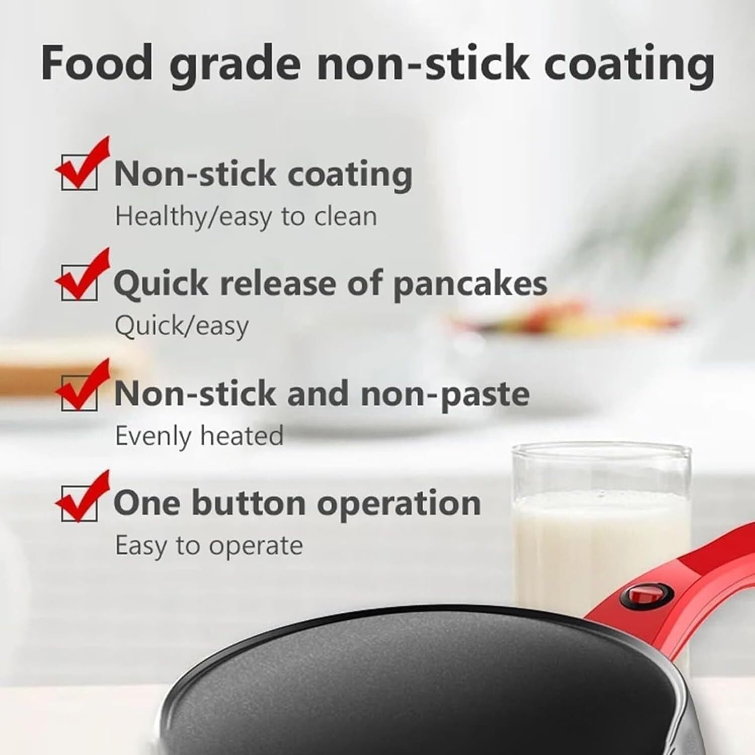 Electric Crepe Maker 600W Non-Stick Pancake Frying Pan 20cm Auto Temp Control
