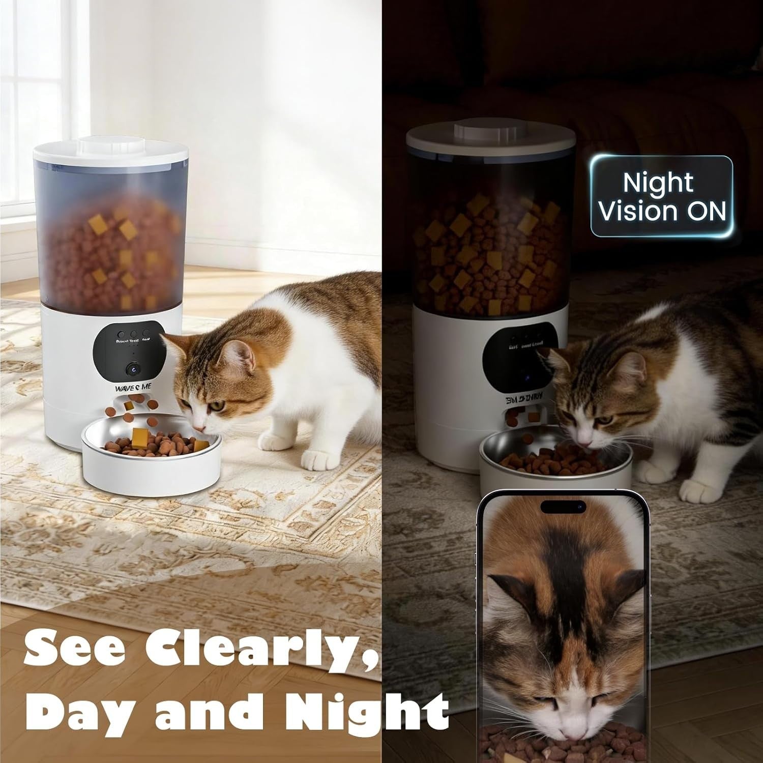 Smart Pet Feeder with Camera 5L WiFi Auto Food Dispenser HD Video