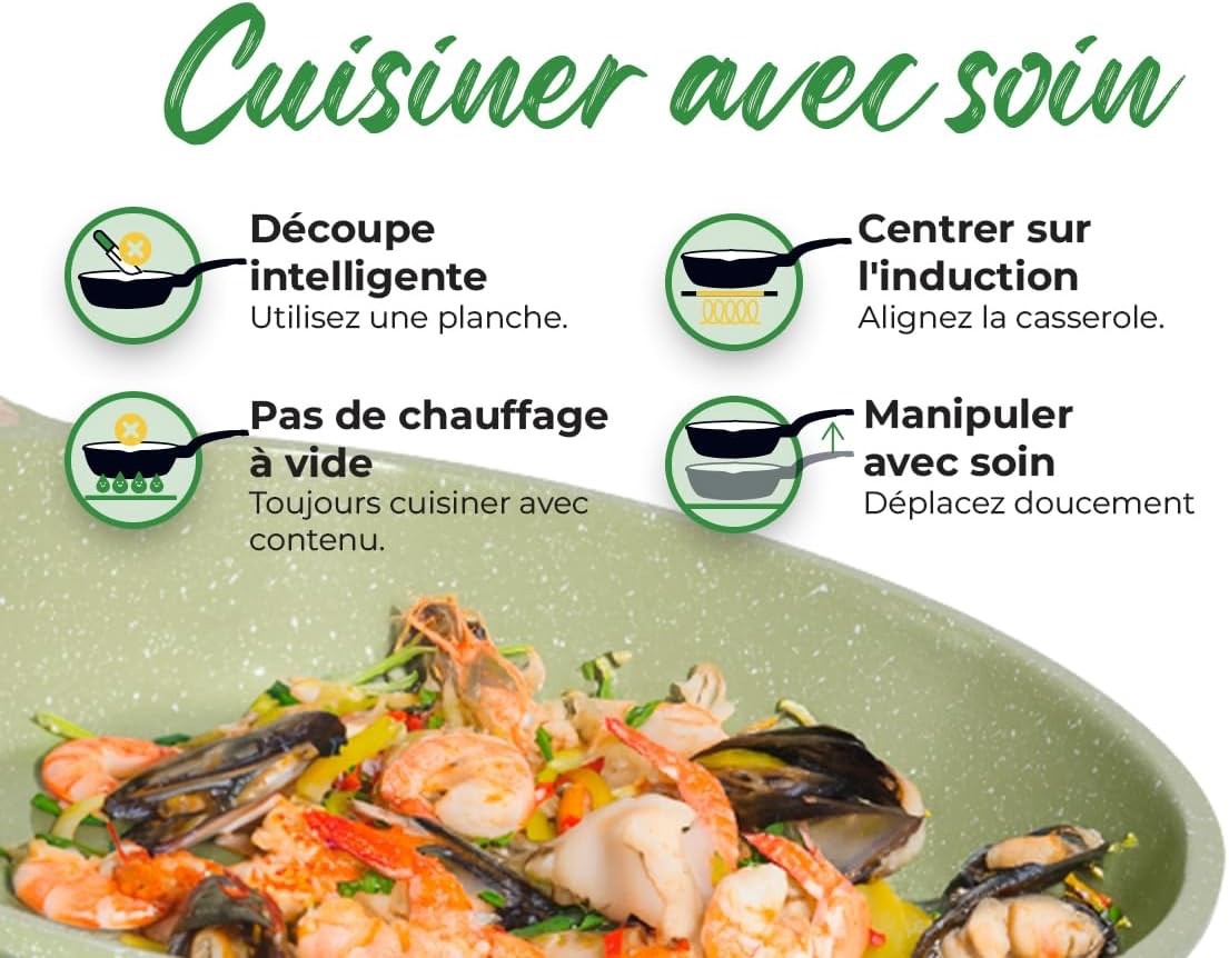 15pcs Green Granite Induction Non Stick Cookware Set Pots & Pans Eco Friendly