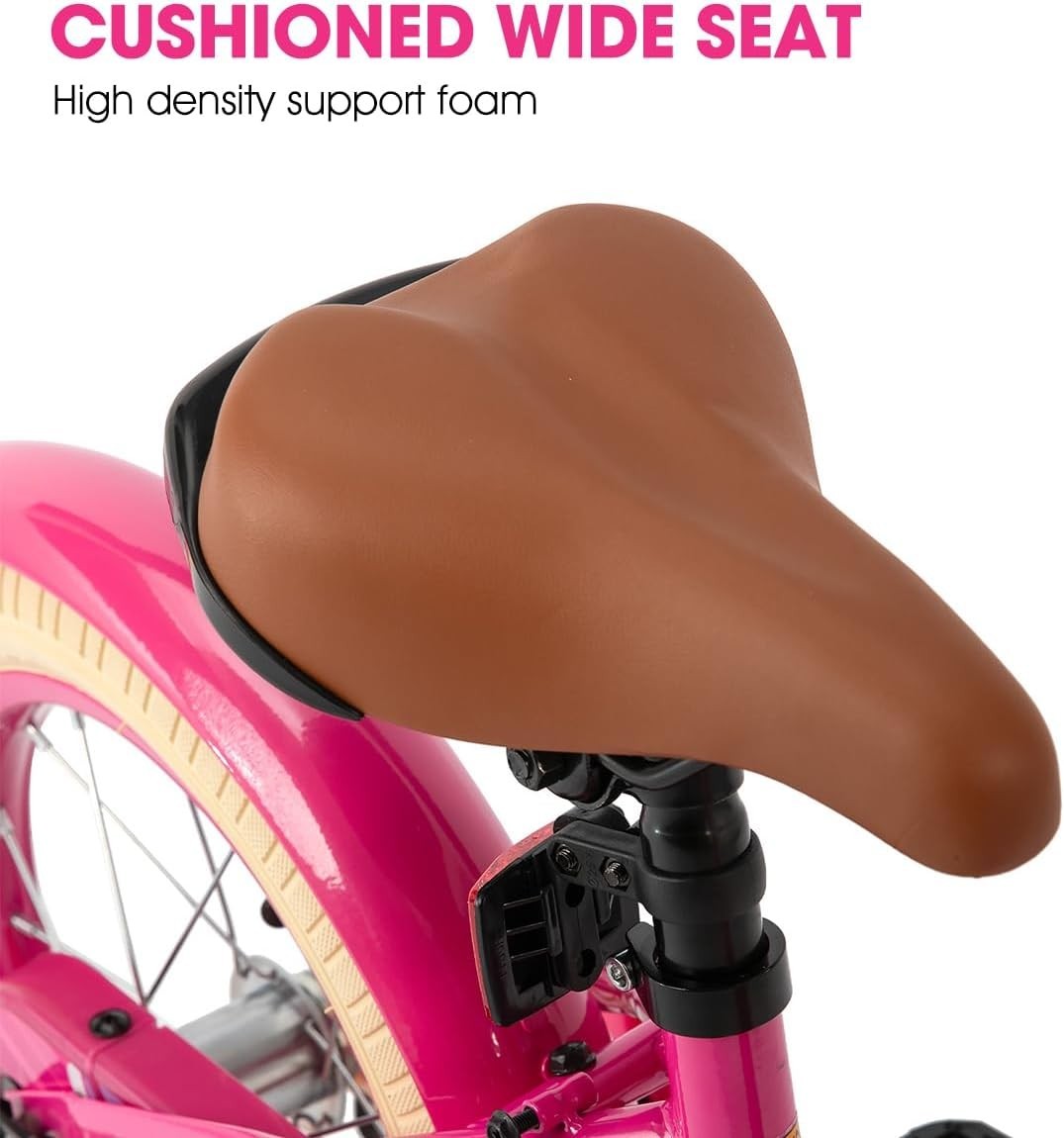14 Inch Girls Bike with Basket Stabilisers Hand Brake Bicycle Age 3-5