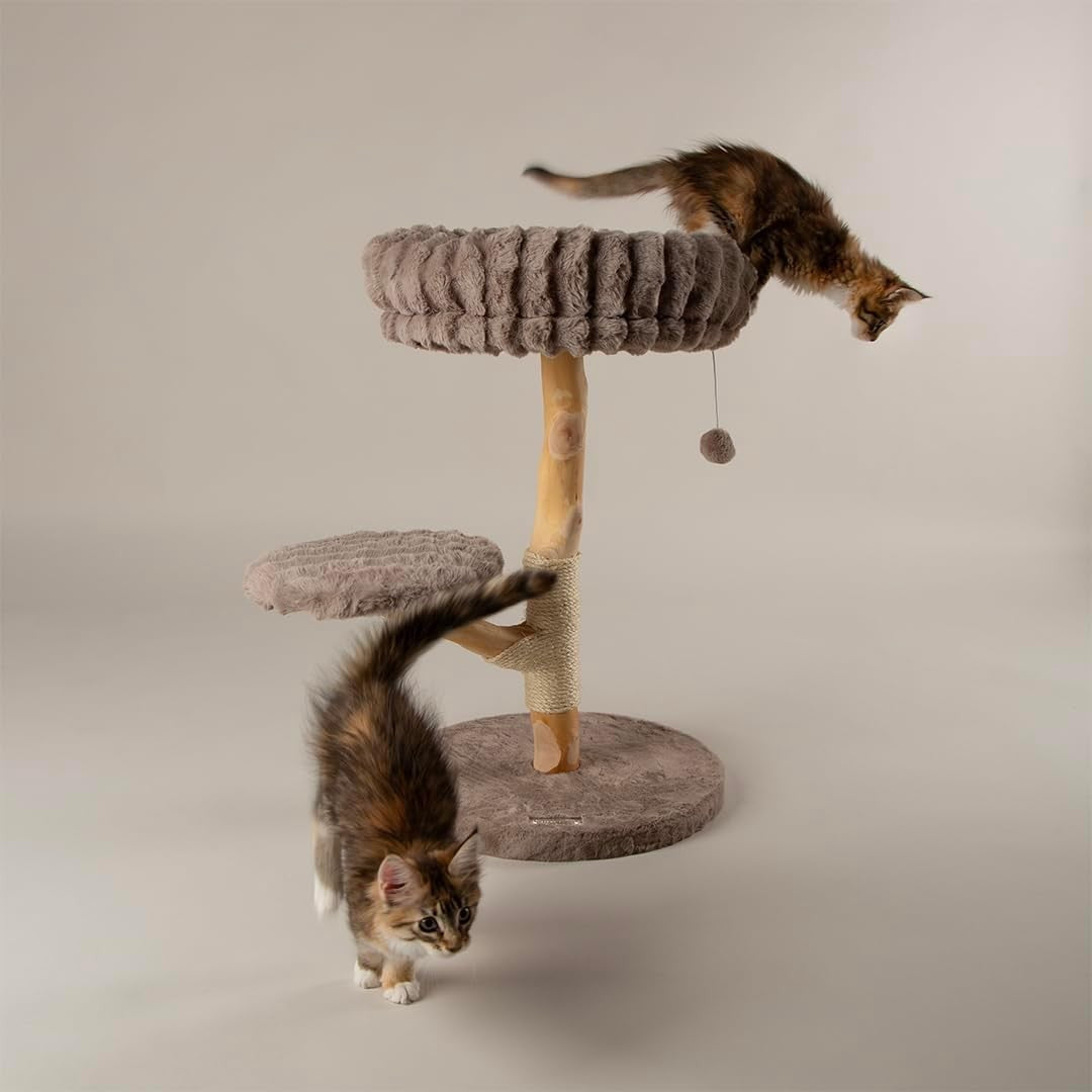 Luxury Cat Scratching Tree Plush Bed Sisal Post Compact Climbing Tower