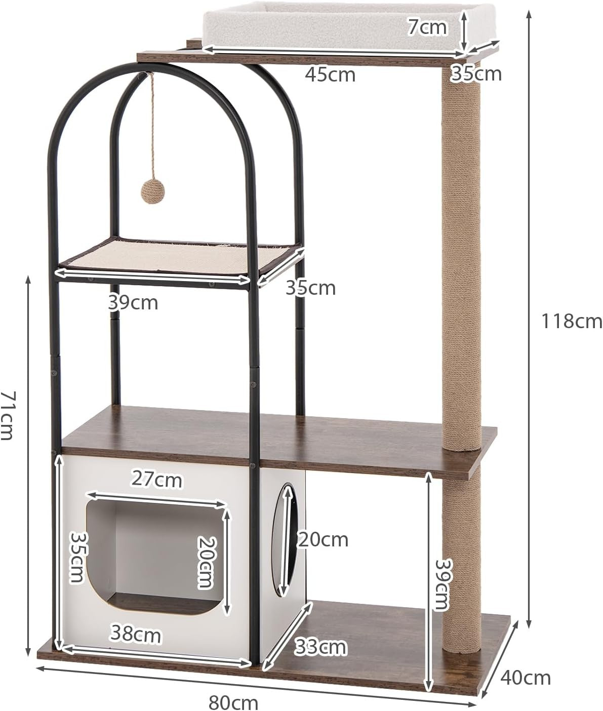 Tall Cat Tree 4 Tier Indoor Cat Tower with Condo Scratching Posts Modern