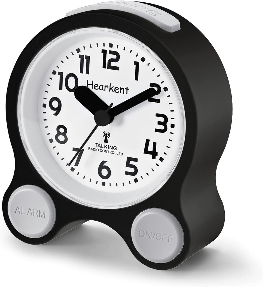 White Talking Dementia Alarm Clock Large Numbers Voice Time Announce