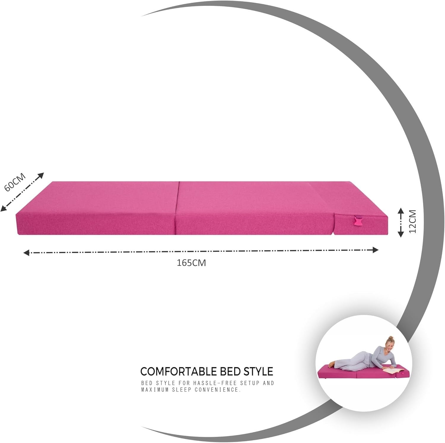 Z Bed Chair Futon Mattress Single Guest Sofa Fold Out Seat Fuchsia Pink