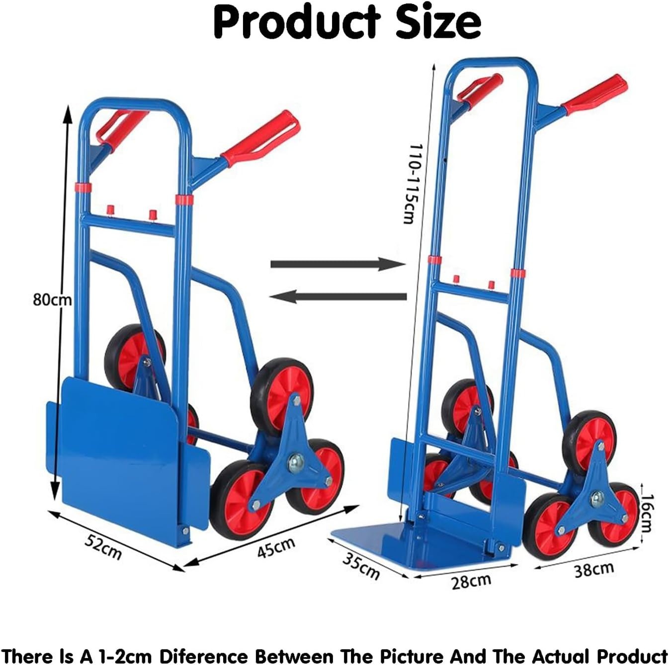 Heavy Duty Stair Climbing Hand Truck 350kg 6 Wheel Trolley Cart