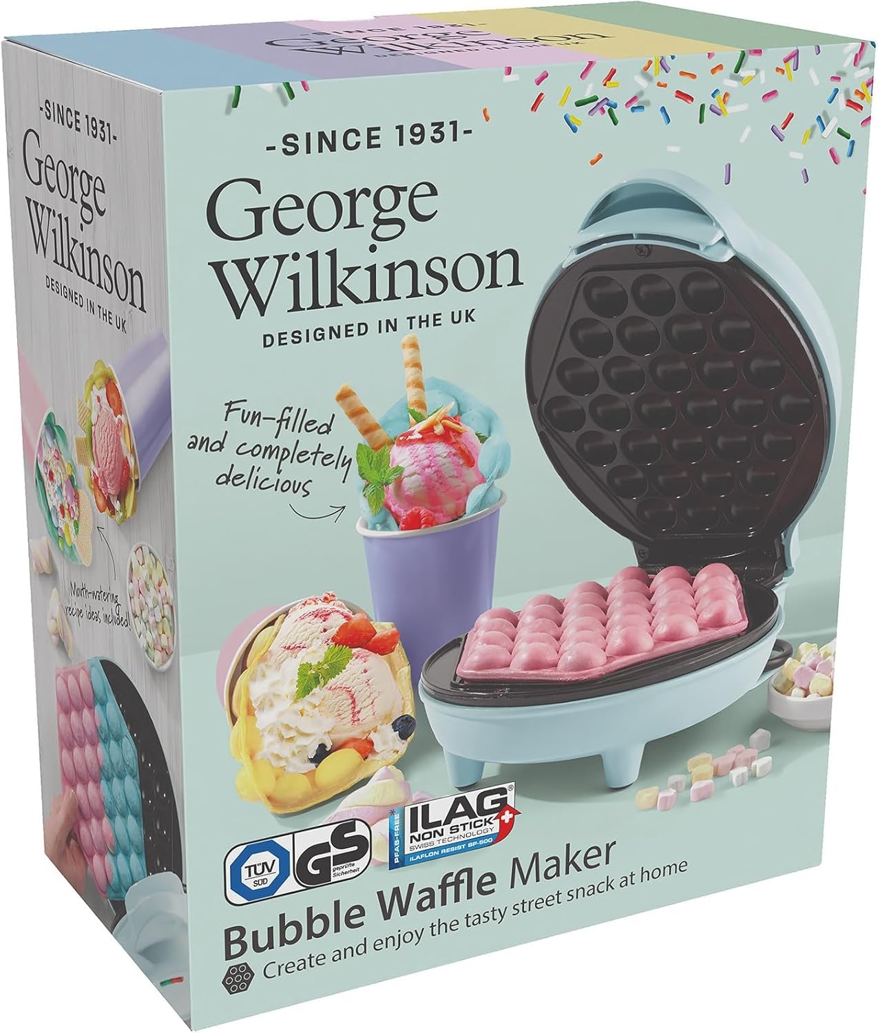 Bubble Waffle Maker Hong Kong Egg Waffle 18cm Non Stick Blue