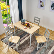 Solid Pine Dining Table & 4 Chairs Set | Durable Kitchen Furniture Grey