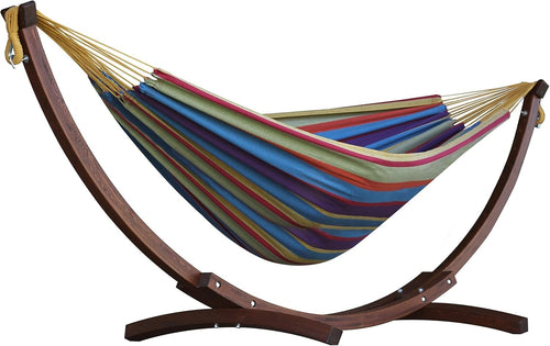 Luxury Double Cotton Hammock with Pine Arc Stand | 2 Person 204kg | 254cm