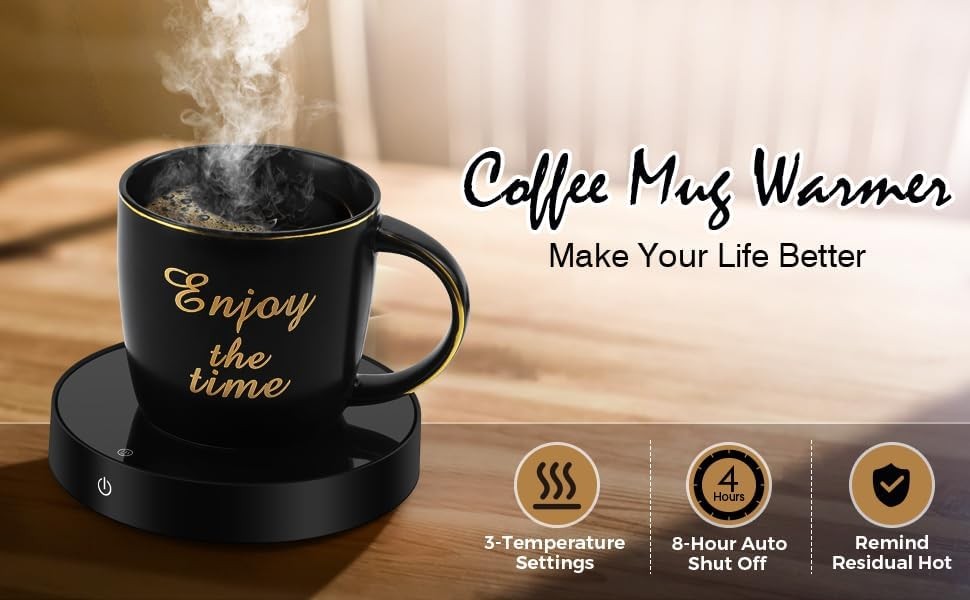 Coffee Mug Warmer 3 Temp Auto Shut Off Desk Heater 8H Timer