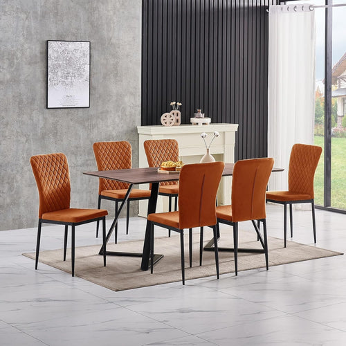 Modern Velvet Dining Table & Chairs Set | High Back Comfort | Oak 150cm