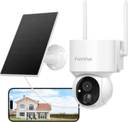 2K Solar Security Camera Wireless Outdoor PTZ 360° WiFi IP66 White