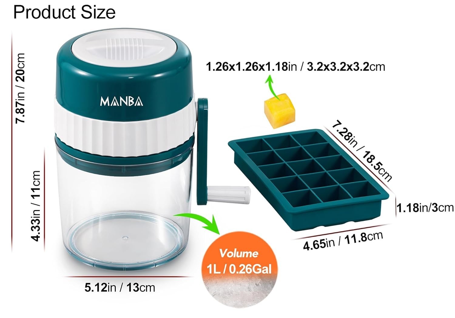 Manual Slushie Maker Snow Cone Machine 1L Ice Crusher Party Drinks