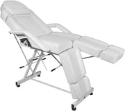 Split-Leg Tattoo Chair Adjustable Massage Beauty Bed w/ Armrests Headrest White
