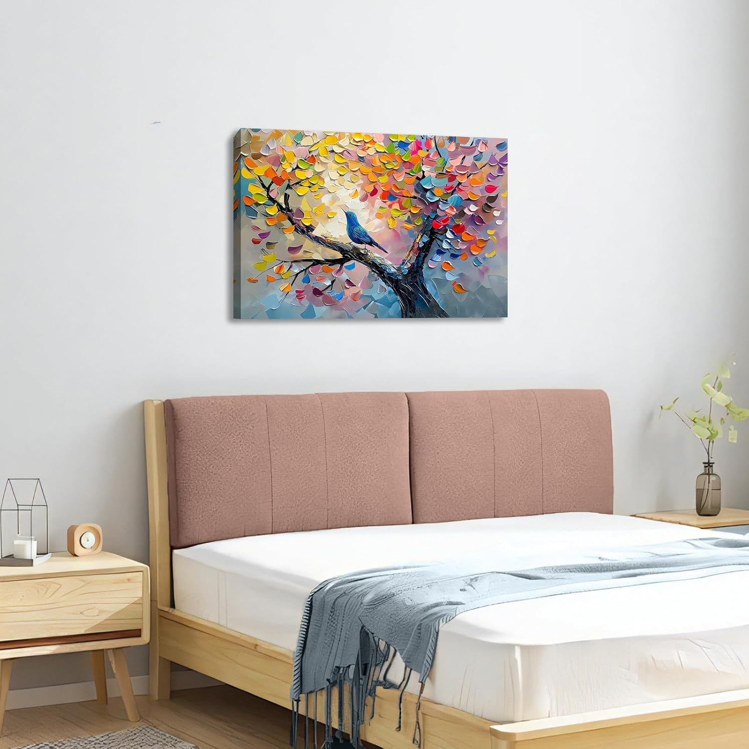 Large Tree of Life Canvas Wall Art 90x60cm Framed Colourful