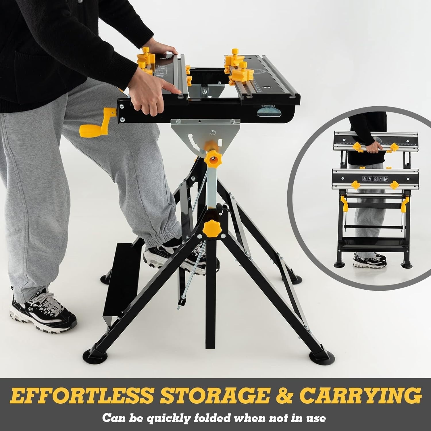 Folding Adjustable Workbench Tiltable Table 7-Height Portable Stand 75x60