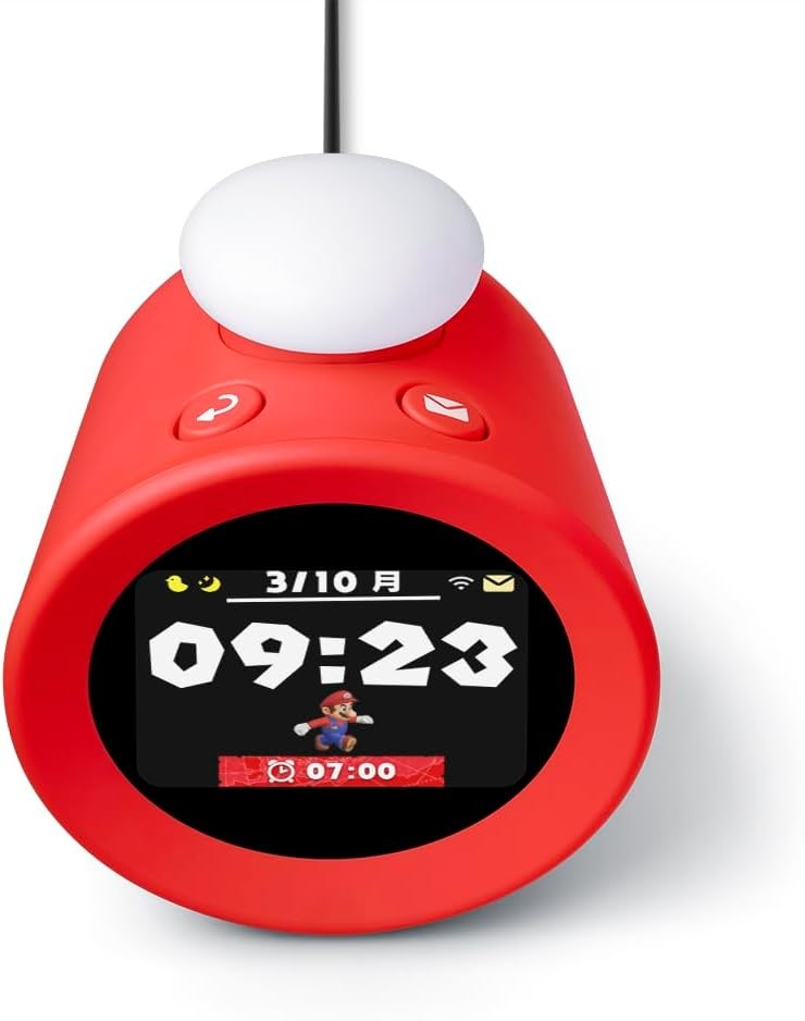 Red Digital Sound Alarm Clock Gaming Style Small Desk Bedside Clock