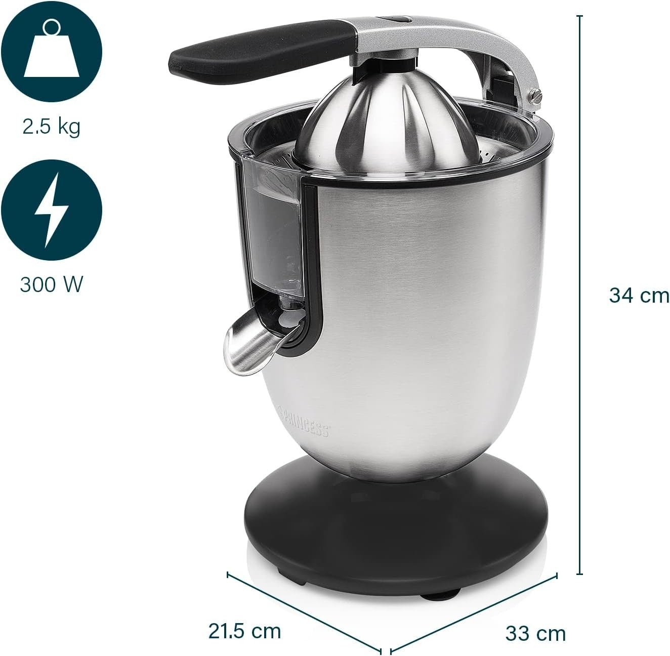 Electric Citrus Press 300W Stainless Steel Lever Juicer Drip Free