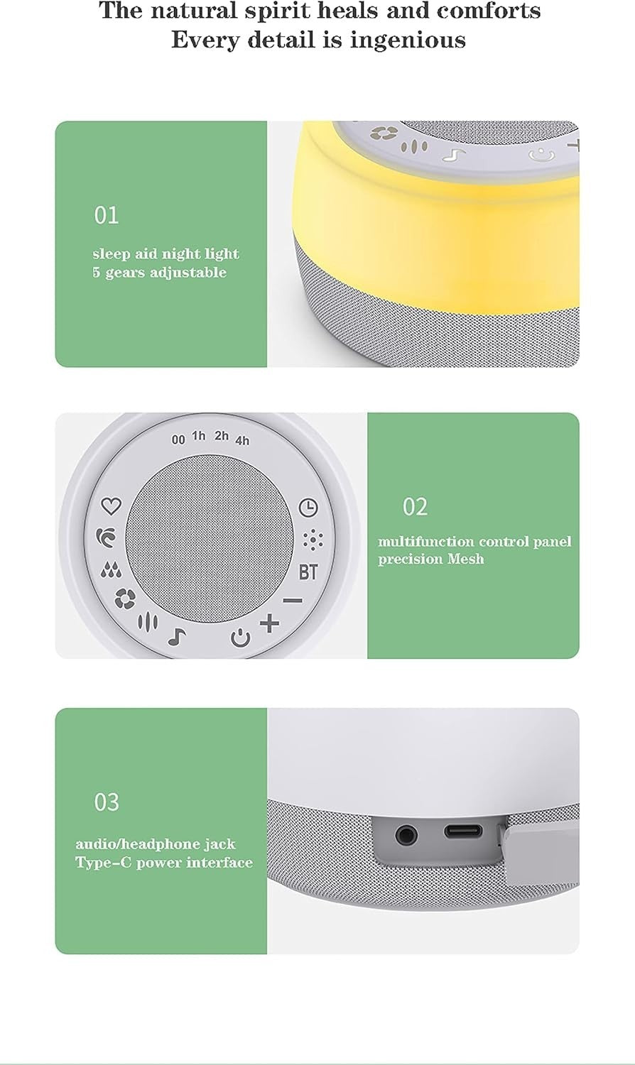 White Noise Sound Machine with 20 Soothing Sounds, Timer & Portable
