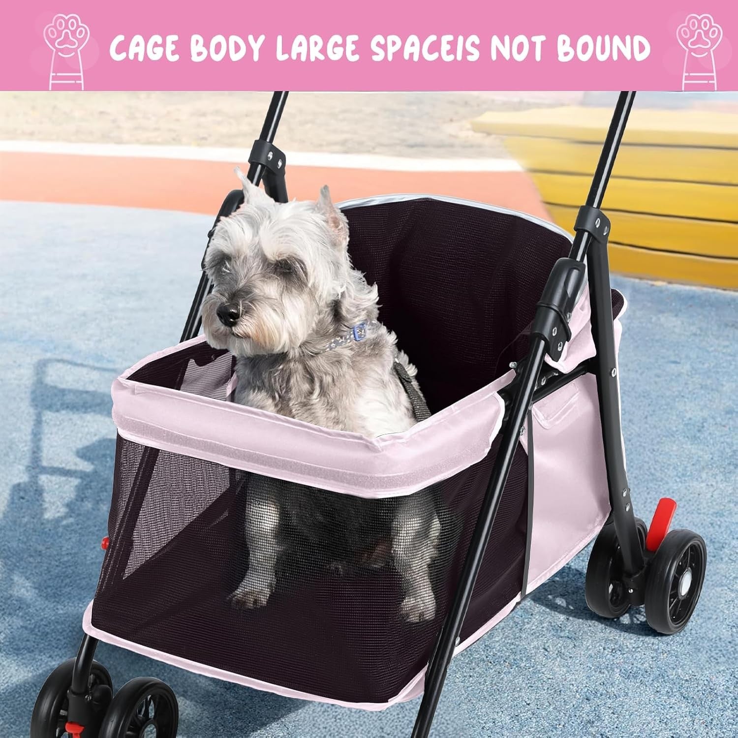 Pet Stroller Dogs & Cats 4 Wheel Foldable Travel Pram Brake Mesh