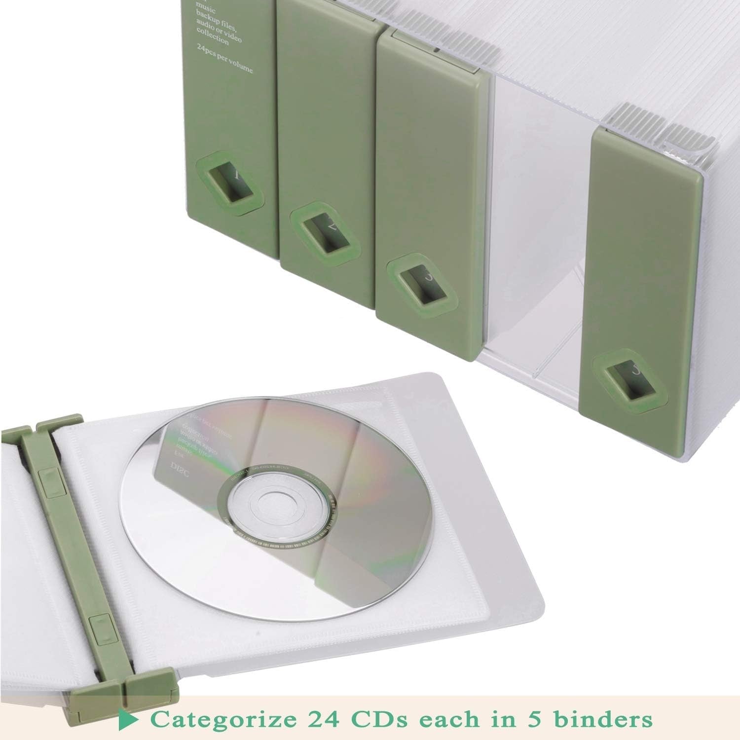 120 Disc CD DVD Storage Box Organizer Stackable Media Holder Green