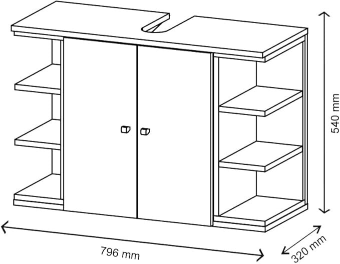 Anthracite Bathroom Sink Cabinet 79x64x32cm Oak Storage Unit with Shelves
