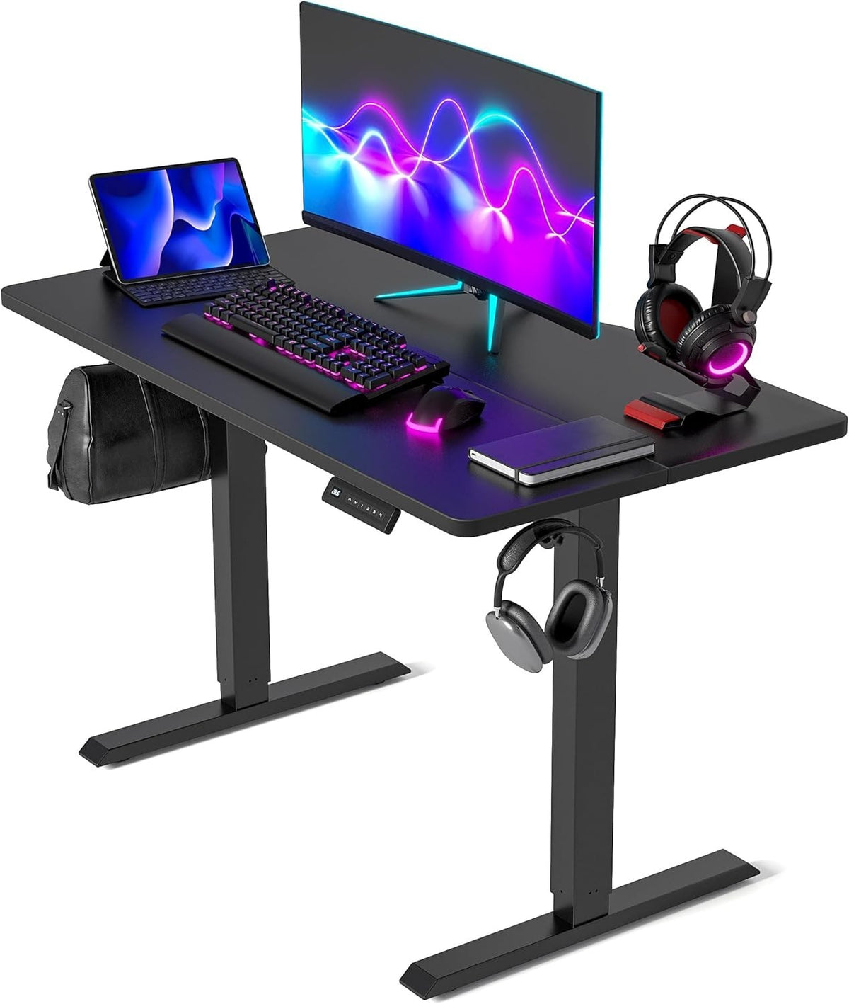 Electric Standing Desk 100x60cm Black Adjustable Gaming Home Office Table