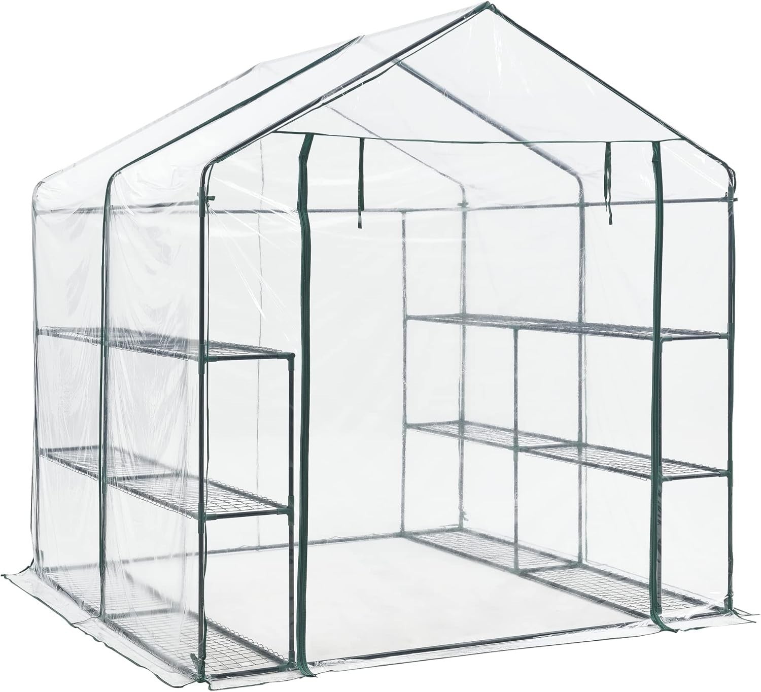 Large Walk-In Greenhouse with Shelves | Heavy Duty PVC Cover | Steel Frame