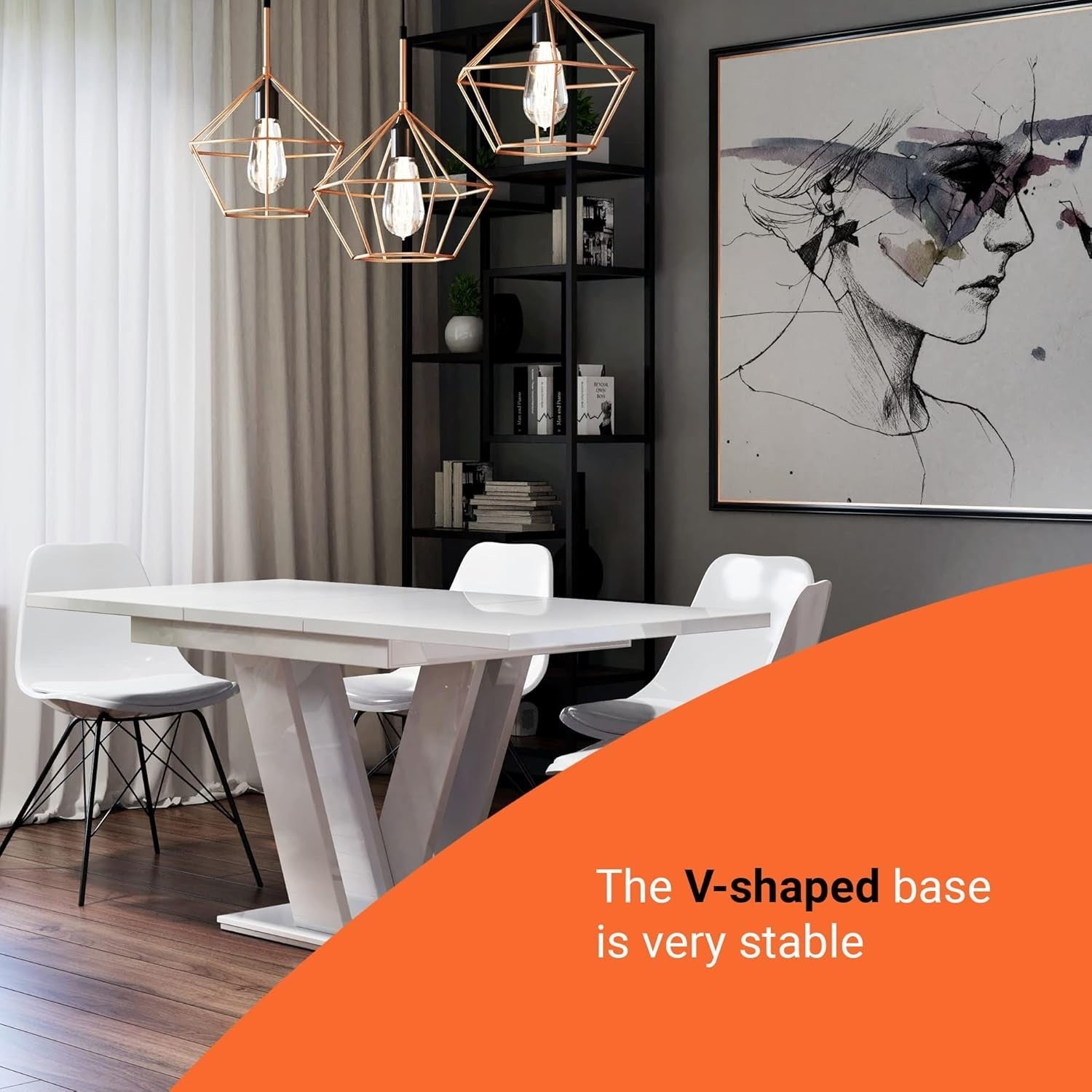 White Gloss Extendable Dining Table Modern 120–160cm Space Saving Room