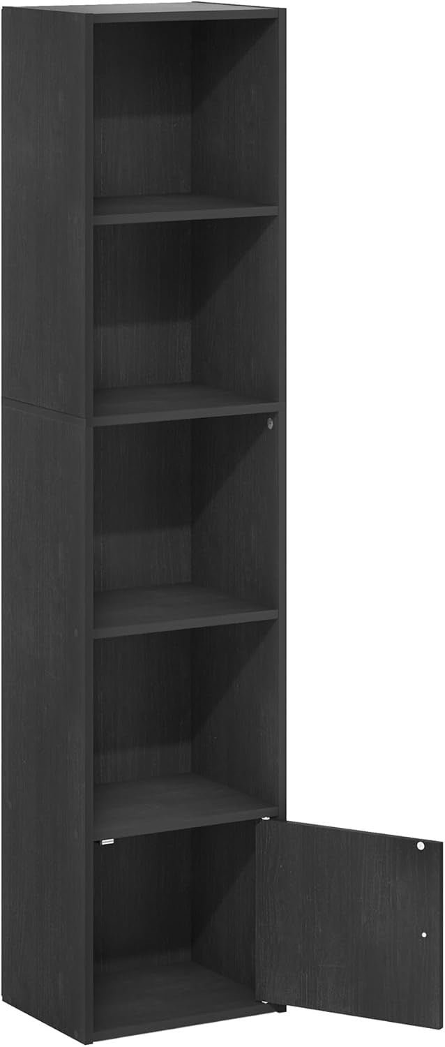 5-Tier Blackwood Bookshelf with Cabinet Storage Modern Display Shelf
