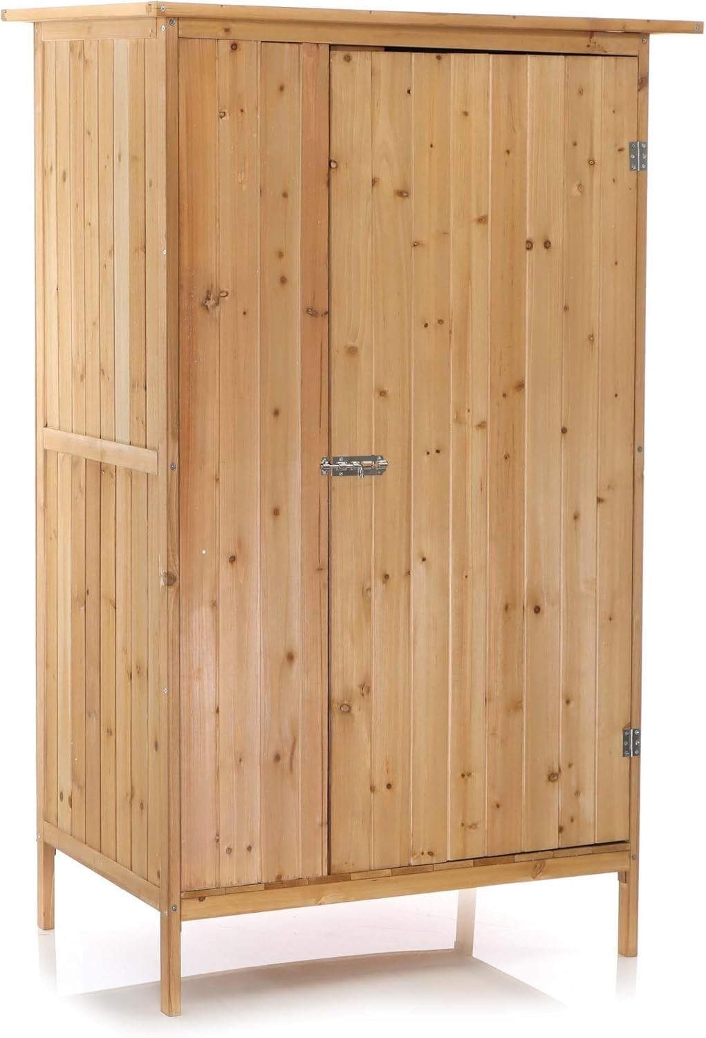 Wooden Outdoor Utility Shed 92x57x154cm Tool Storage Cabinet Natural