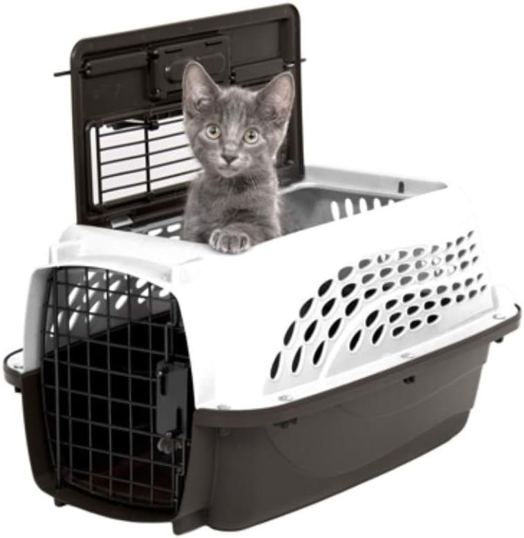 Top Load Cat Carrier 48x33x25cm Secure 2-Door Pet Travel Crate Lightweight