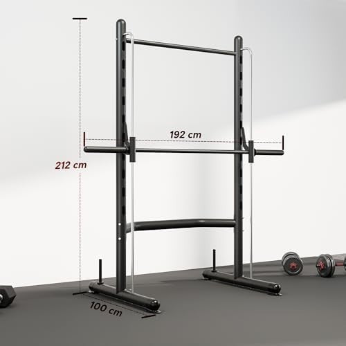 Smith Machine Squat Rack Pull Up Bar Adjustable Home Gym Stand