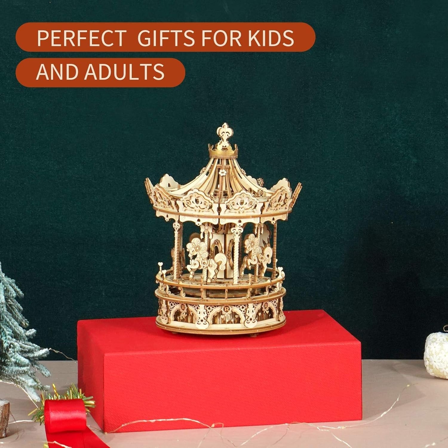 3D Wooden Carousel Puzzle with Music & Easy Assembly – Teens & Adults
