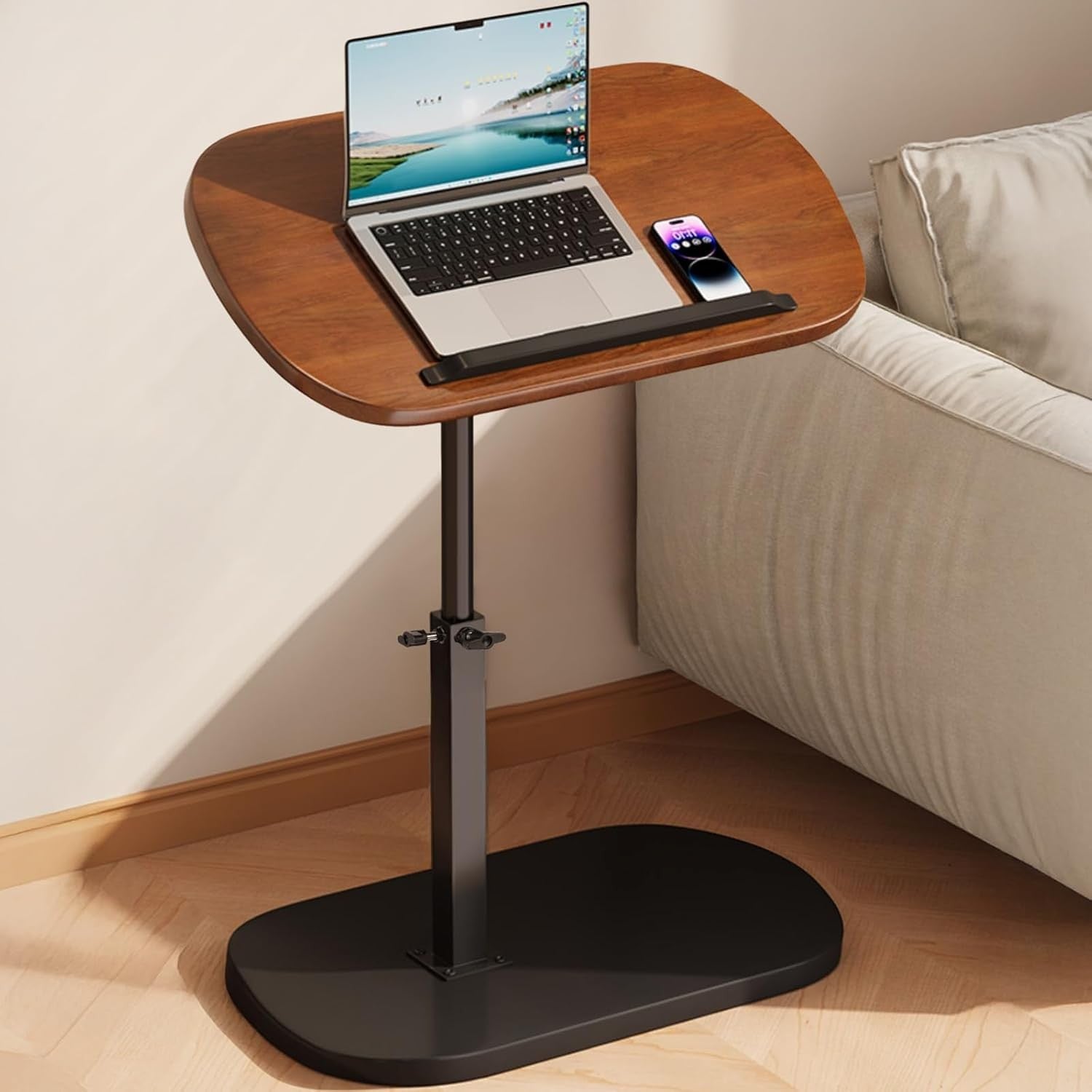 C Shaped Adjustable Sofa Side Table Laptop Desk 360° Swivel Bedside Stand