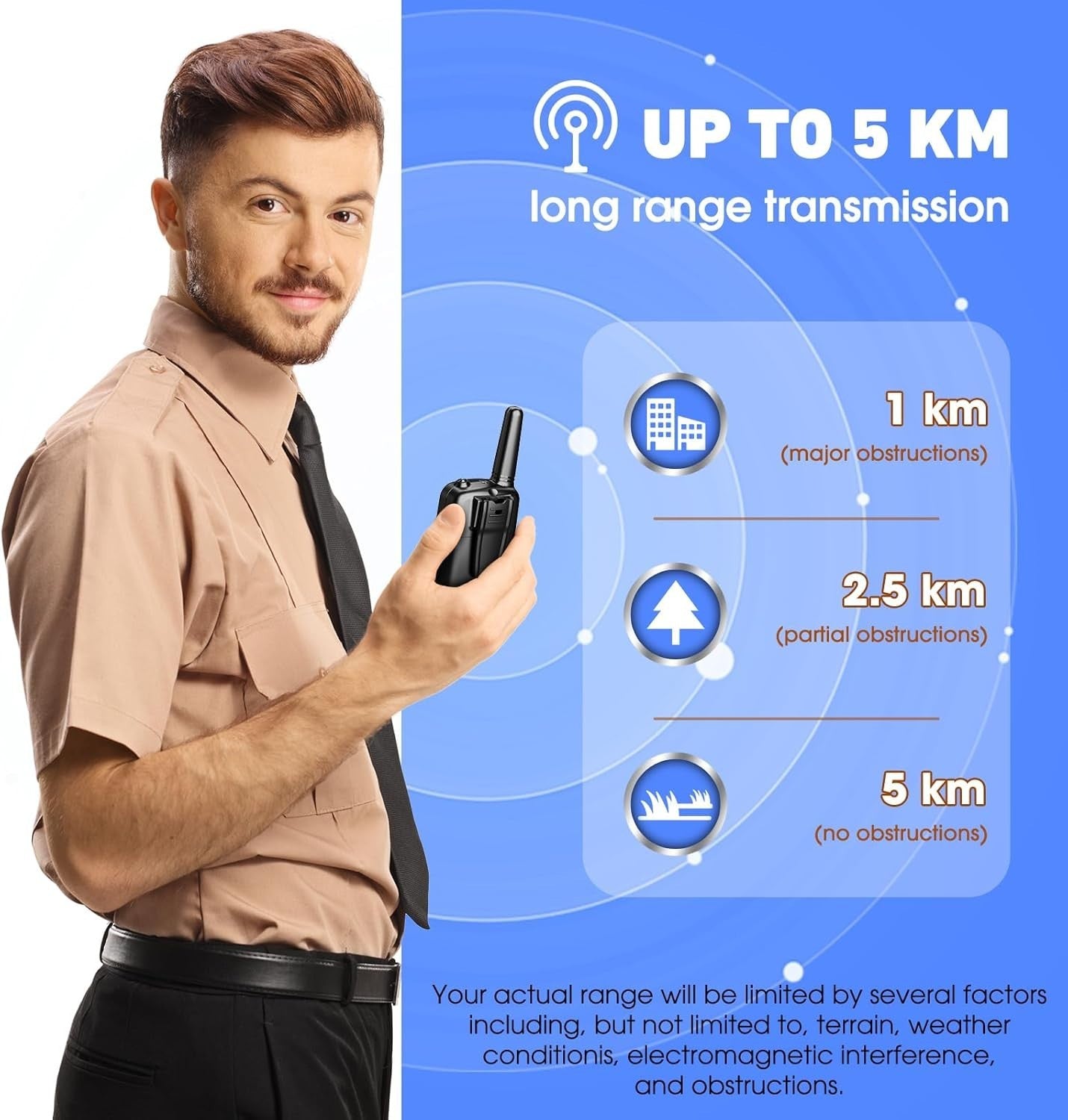 Walkie Talkies 2 Pack Long Range 5KM 22 Channel Kids Adults Outdoor Toy