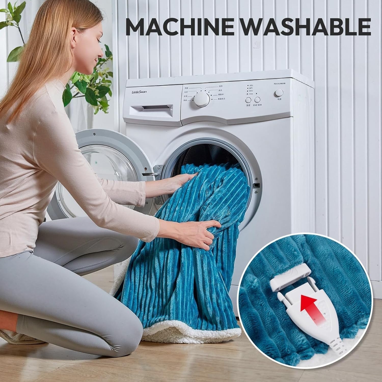 Aquamarine Electric Heated Throw Blanket Single Sherpa 6 Heat Auto Off
