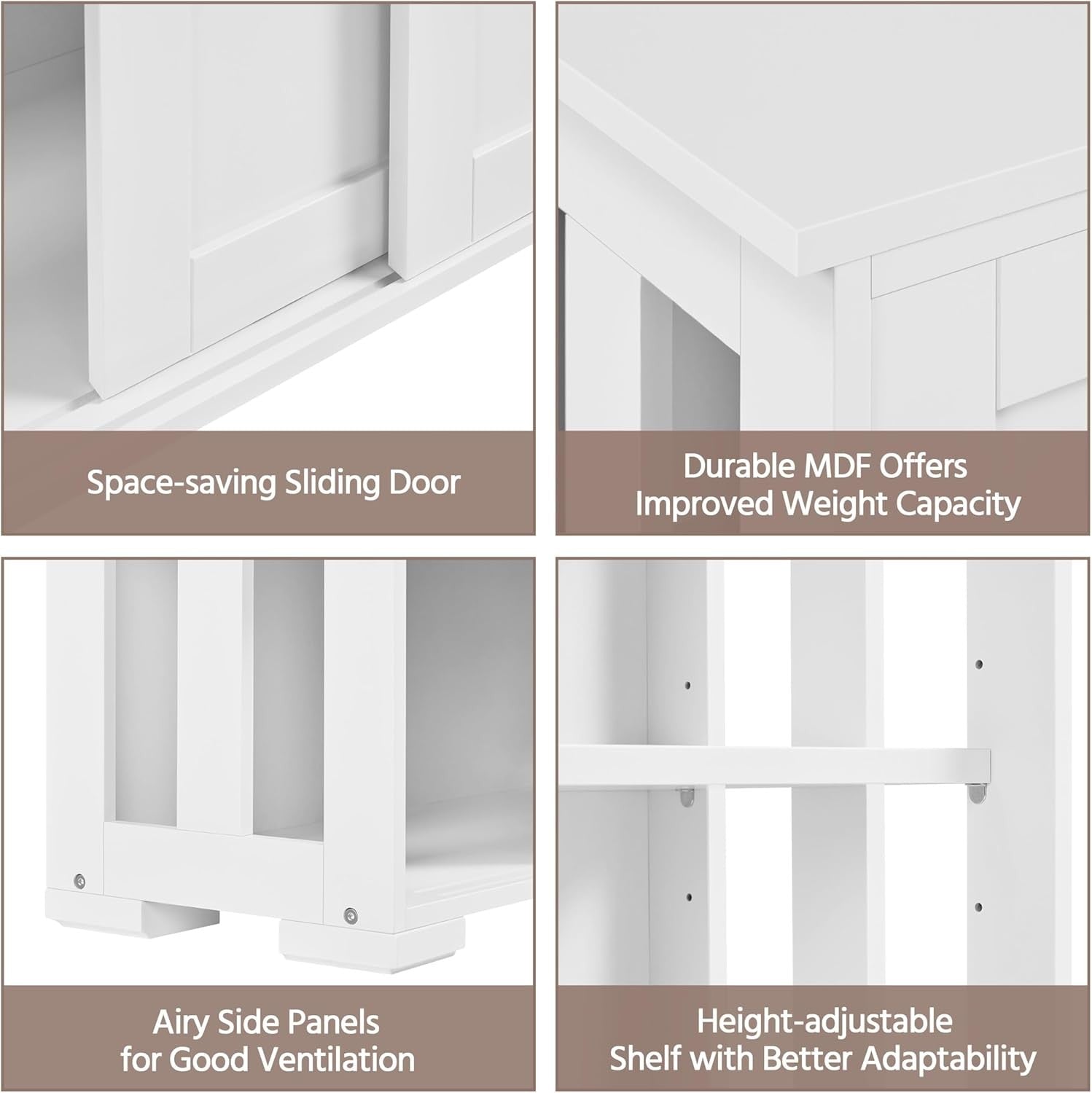 Set of 2 White Sideboard Buffet Cabinets | Sliding Door Storage Units with Shelv