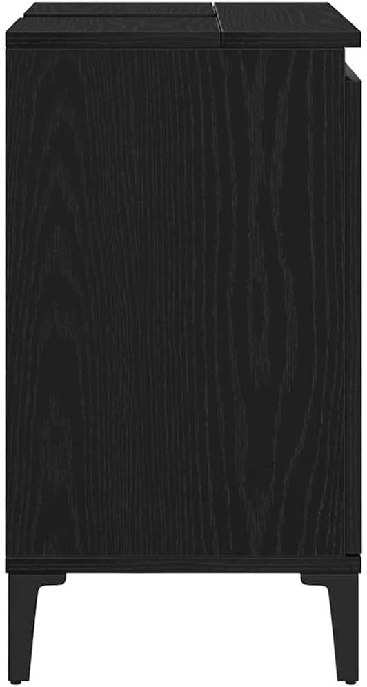 Black Oak Bathroom Sink Cabinet | 58x33x60cm Modern Vanity Storage