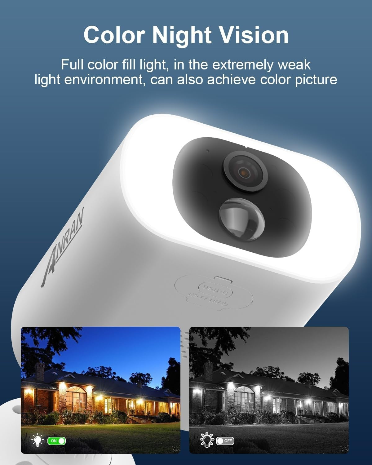 3K Solar Security Camera Wireless Outdoor Color Night Vision WiFi